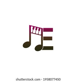 Letter E logo icon with musical note design symbol template vector