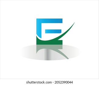 letter E Logo, icon with simple shape a shadow 