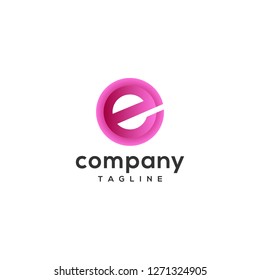 Letter e logo icon template elements with purple color