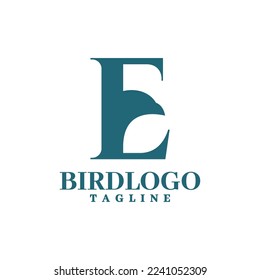 letter E logo with an illustration of a bird head. good for any business logo.