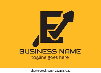 letter E logo incorporated increased sign arrow for your business or financial company