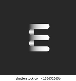 Letter E logo initial 3d monogram minimal style, ribbon shape gradient emblem for business card, typography creative design element