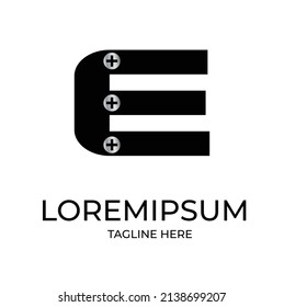 Letter E LOGO Initial Screw Logo Design Vector Icon Graphic Emblem Illustration Template