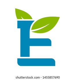 Letter E Logo with Leaves