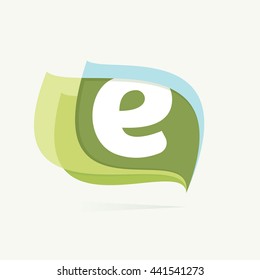 Letter E logo in leaves or flags icon. Colorful vector design for banner, presentation, web page, app icon, card, labels or posters.