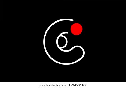 letter e logo line black background alphabet design icon for business with red dot. Suitable for a company logotype