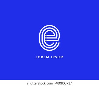 Letter "E" logo monogram. Creative line art design. Eps10 Vector line logotype.