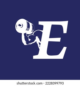 Letter E Logo With muscular shape. Fitness Gym logo.