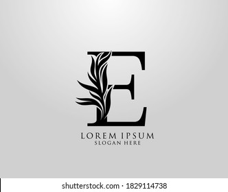 Logotipo de la letra E - Logotipo de las hojas de la naturaleza, icono de la hoja alfabética.