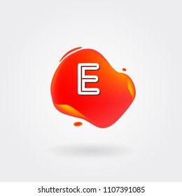 Letter E Logo on the colorful background. A Letter Alphabet Design with colorful splat and liquid background.