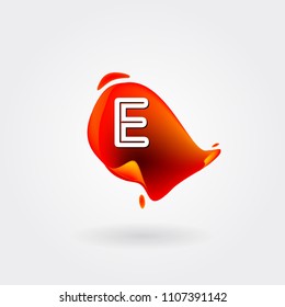 Letter E Logo on the colorful background. A Letter Alphabet Design with colorful splat and liquid background.