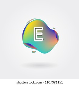 Letter E Logo on the colorful background. A Letter Alphabet Design with colorful splat and liquid background.