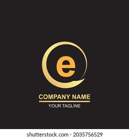 letter e logo. orange in luxury gold circle. vrctor design