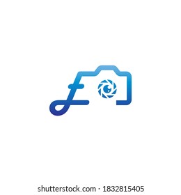 Letter E logo of the photography is combined with the camera icon template