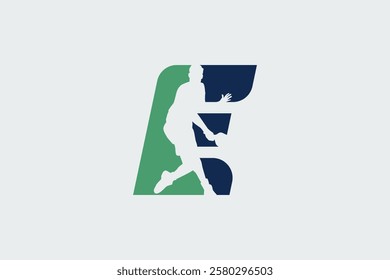 Letter e logo with pickleball player silhouette. It is good for team logo, club, shirt, sticker, etc.