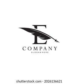 letter E logo and quill
.combination of letter E and vector quill .perfect for logos of legal consultants, lawyers, and more