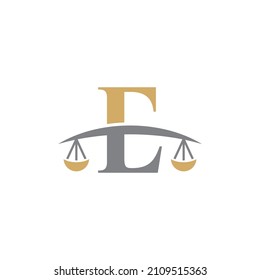 Letter E Logo With Scale of Justice Logo Icon 003