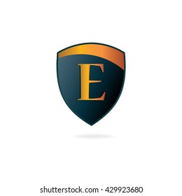 Letter E Logo Security Shield Guard Design Template Elements