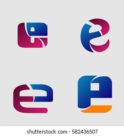 Letter E logo set
