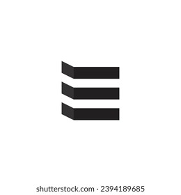 The letter E logo is shaped like a building with a blank background