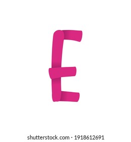 Letter E logo simple pink with shadow Gradient