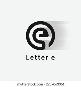 Letter e logo in spiral shape.
Great for initials, company logos, symbols, signs, products, etc.