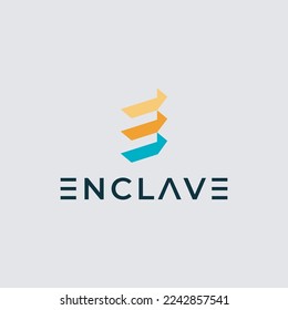 Letter E logo with swoosh design illustration