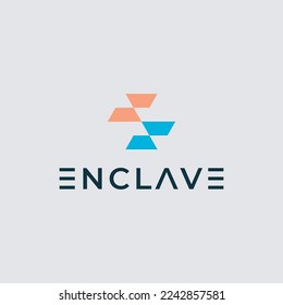 Letter E logo with swoosh design illustration