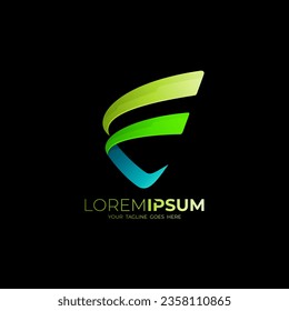 Letter E logo with swoosh design illustration