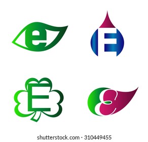 letter E logo template. Abstract icon set
