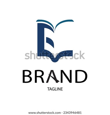 Letter E logo template resembles book shape. elegant letter E initial logo design.