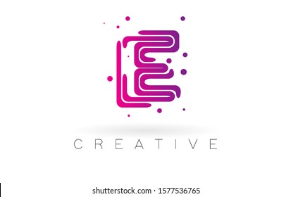 Letter E logo. Vector Design with Dots