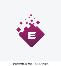 Letter E Logo. E Vector Letter Design with square.