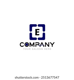 Letter E Logo Vector Design Illustration with Company Name and Your Text Here Logo Template on white background.