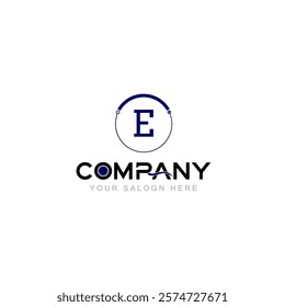 Letter E Logo Vector Design Illustration with Company Name and Your Text Here. Logo Template on white background.