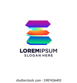 Ilustración vectorial del logotipo de la letra E, inspiración de diseño. Iconos coloridos.