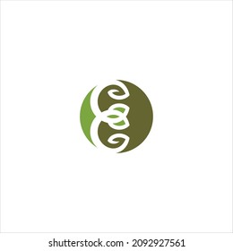 letter e logo vector template leaf