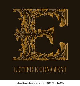 Letter E logo vintage ornament style