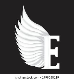 Logo de la letra E paloma blanca con ala