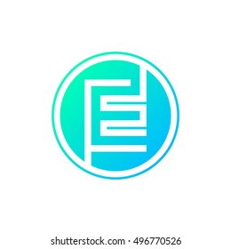 Letter E logo,Circle shape symbol,Digital,Technology,Media,Blue and Green color