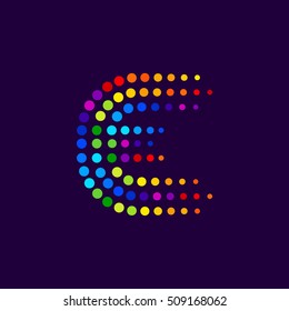 Letter E logo.Dots logo colorful,dotted shape logotype vector design