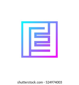 Letter E logo,Square shape symbol,Digital,Technology,Media