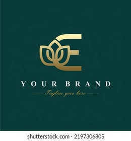 Letter E Lotus Flower Logo Design
