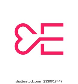 Letter E love logo design