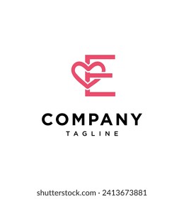 Letter E Love Valentine Logo icon vector template.eps