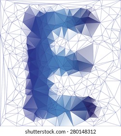 letter E low poly design vector illustration
