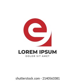 letter E lowercase with arrow or paper ply monogram vector logo design element