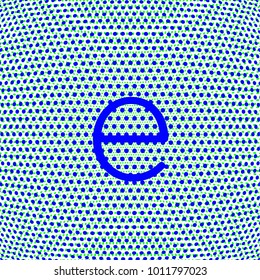 letter e lowercase bright blue color on globe shaped texture vector