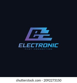 Letter E lowercase speed fast futuristic logo icon sign symbol vector template 