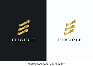 Letra E Logotipo Abstractas de lujo para Aprobación elegible permitida Encuesta de negocios calificada Empresa financiera